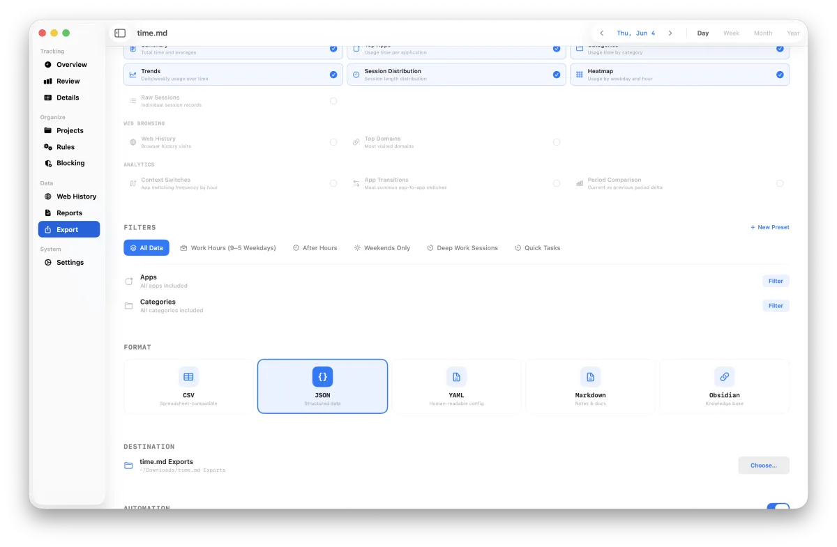 Export workflow